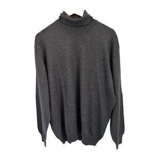 PIATTELLI 100% Merino Wool Turtleneck Sweater Gray Knit Size 2XL